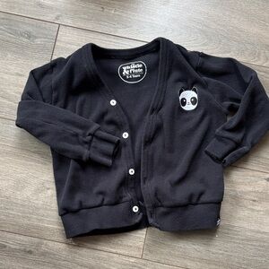 Whistle and flute Black Panda Cardigan toddler 3-4 years old